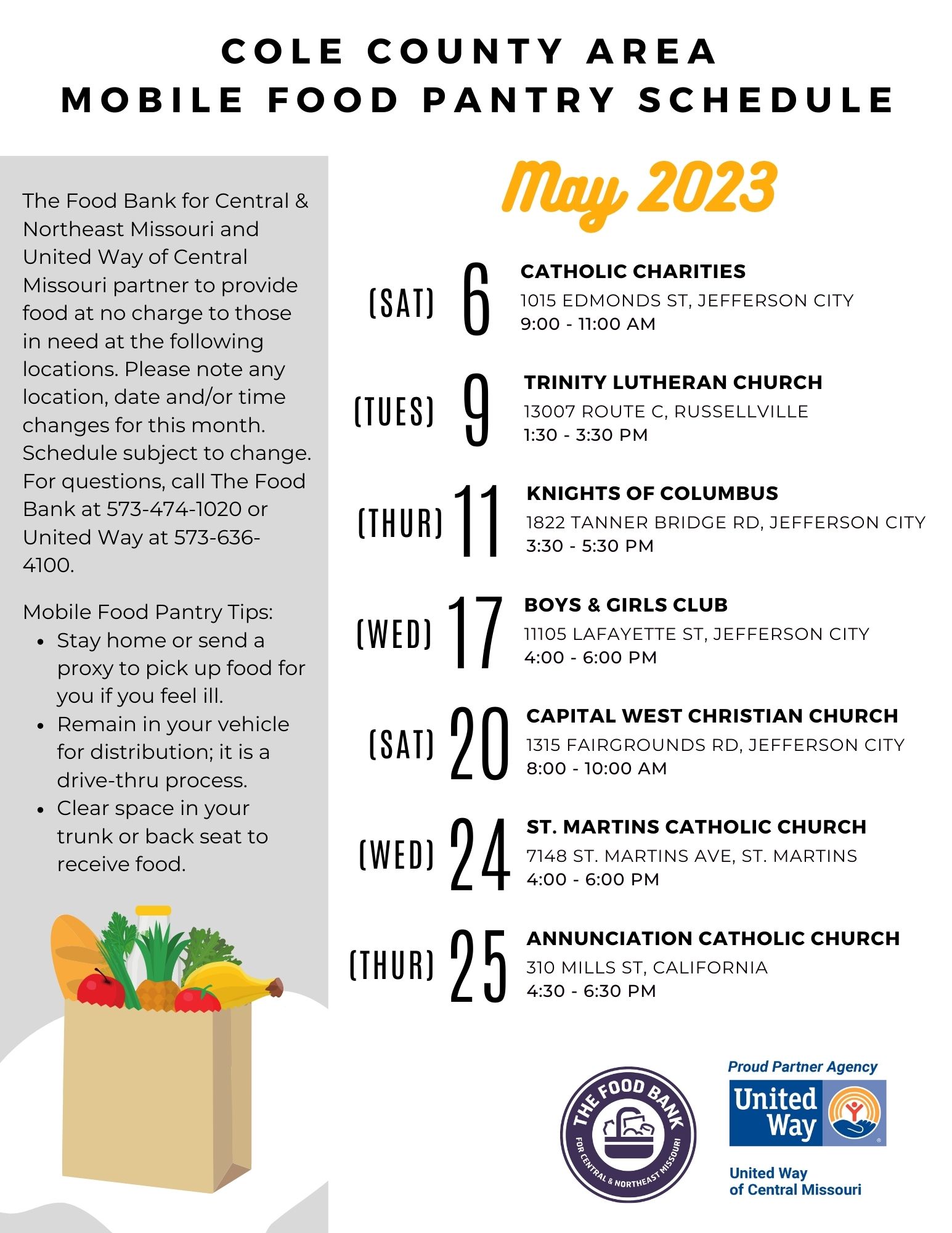 Food Pantries United Way of Central Missouri